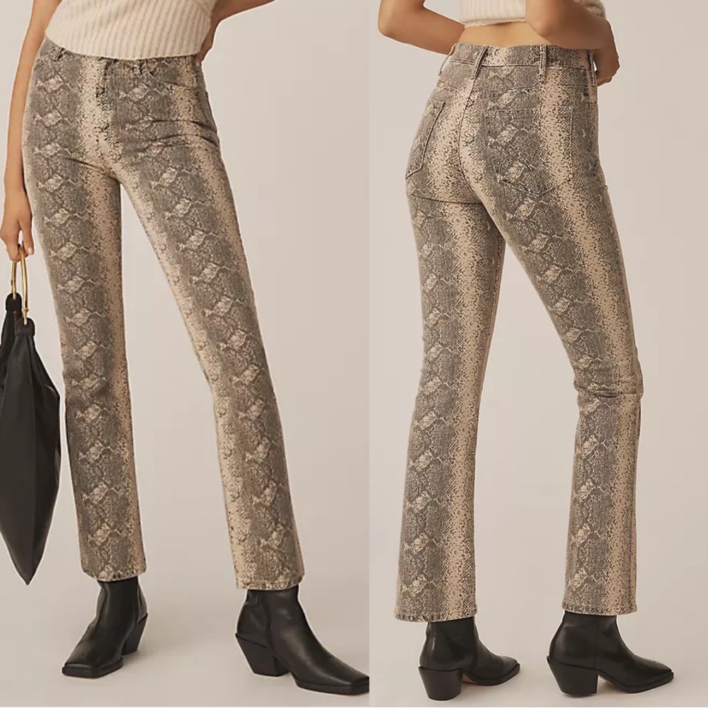 NWT Mother The Hustler Flood Boa Babe Snakeskin Jeans Size 27 - Picture 2 of 11